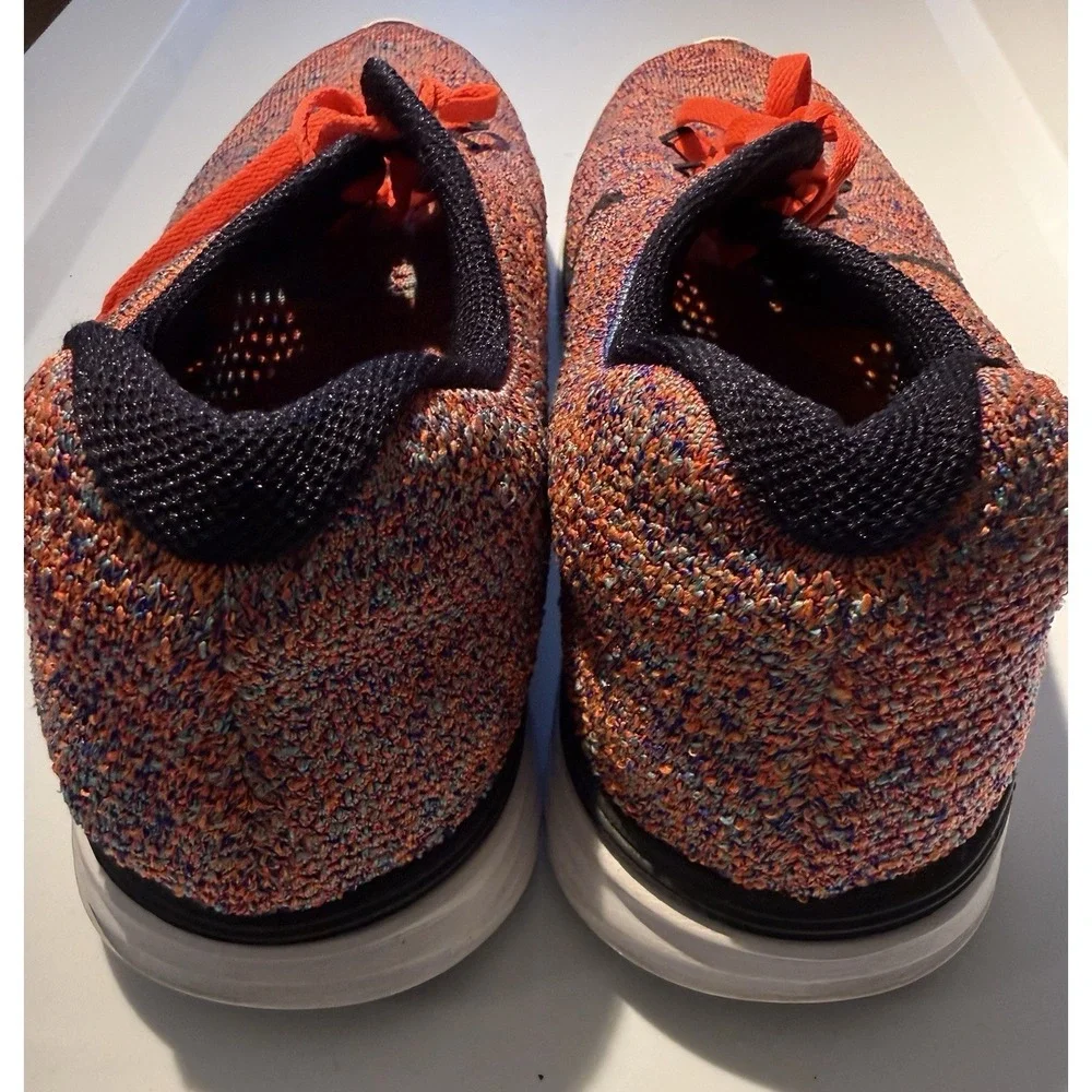 Nike Flyknit Lunar 3 Mens Size 13 Multicolor Orange Running Shoes 698181-406